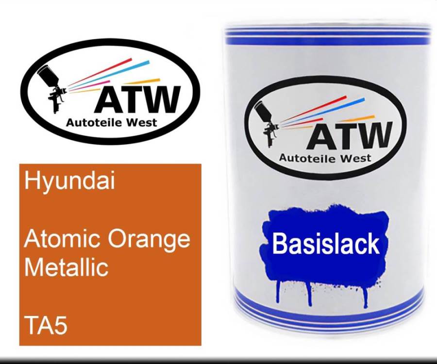 Hyundai, Atomic Orange Metallic, TA5: 500ml Lackdose, von ATW Autoteile West.